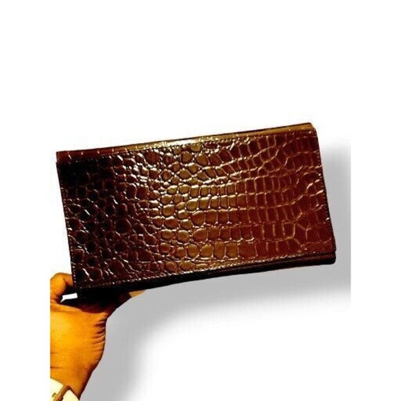 Arezzo Cognac Brown Croc  Pattern,Leather Satchel Bag - Picture 5 of 5